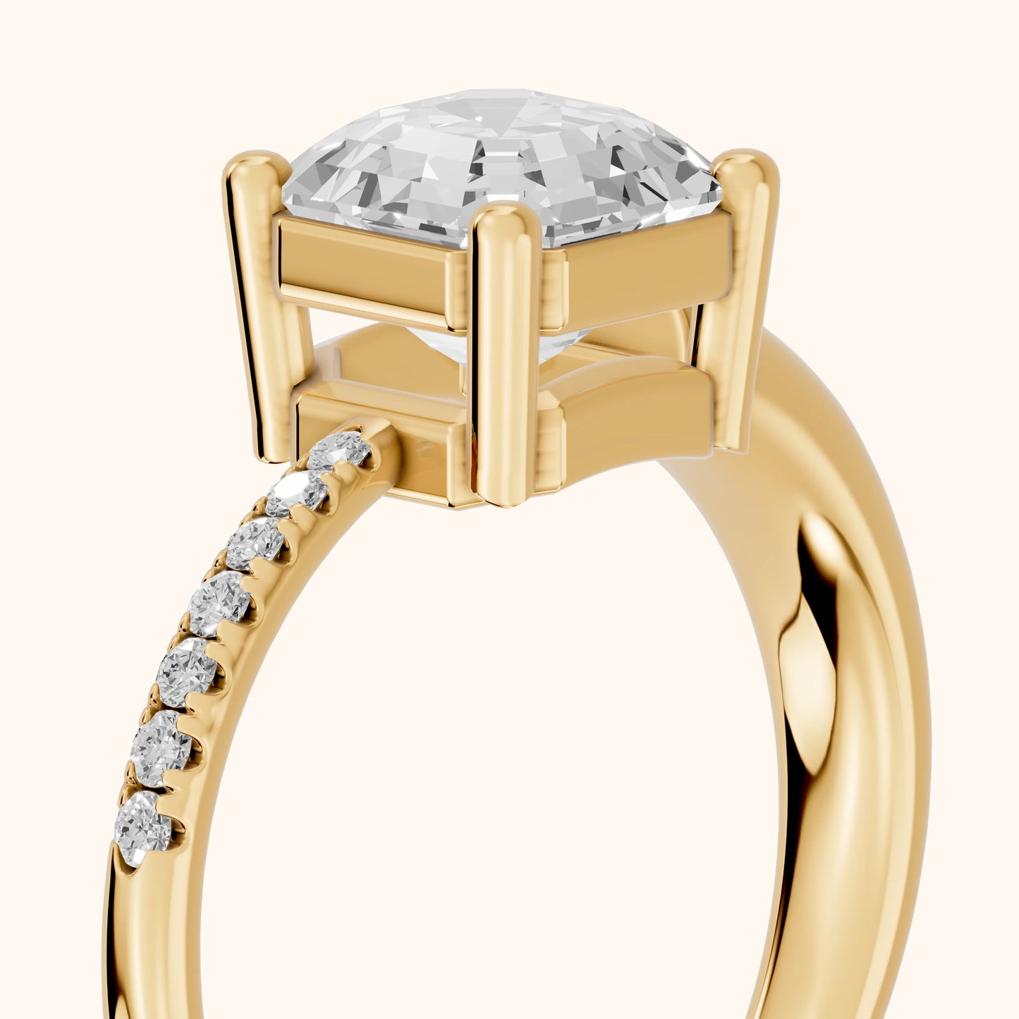 Rosie Solitaire Basket Asscher Diamond Engagement Ring in Yellow Gold - slant-view.webp