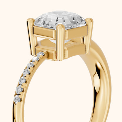 Rosie Solitaire Basket Asscher Diamond Engagement Ring in Yellow Gold - slant-view.webp