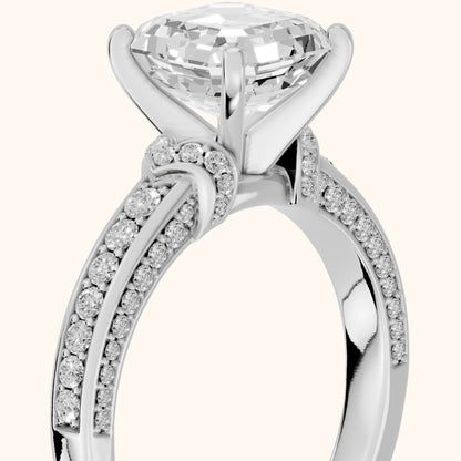 Anabelle Statement Pavé Asscher Diamond Engagement Ring in Silver - slant-view.webp