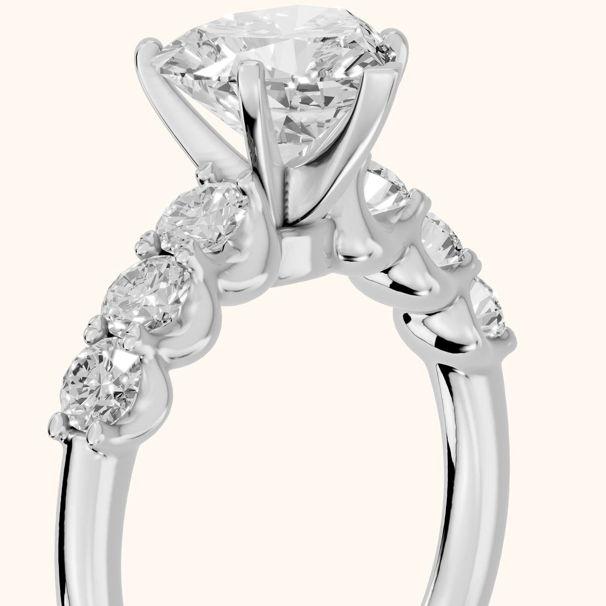 Lenora Scalloped Statement Heart Diamond Engagement Ring in Silver - slant-view.webp