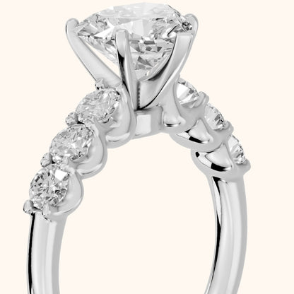 Lenora Scalloped Statement Heart Diamond Engagement Ring in Silver - slant-view.webp