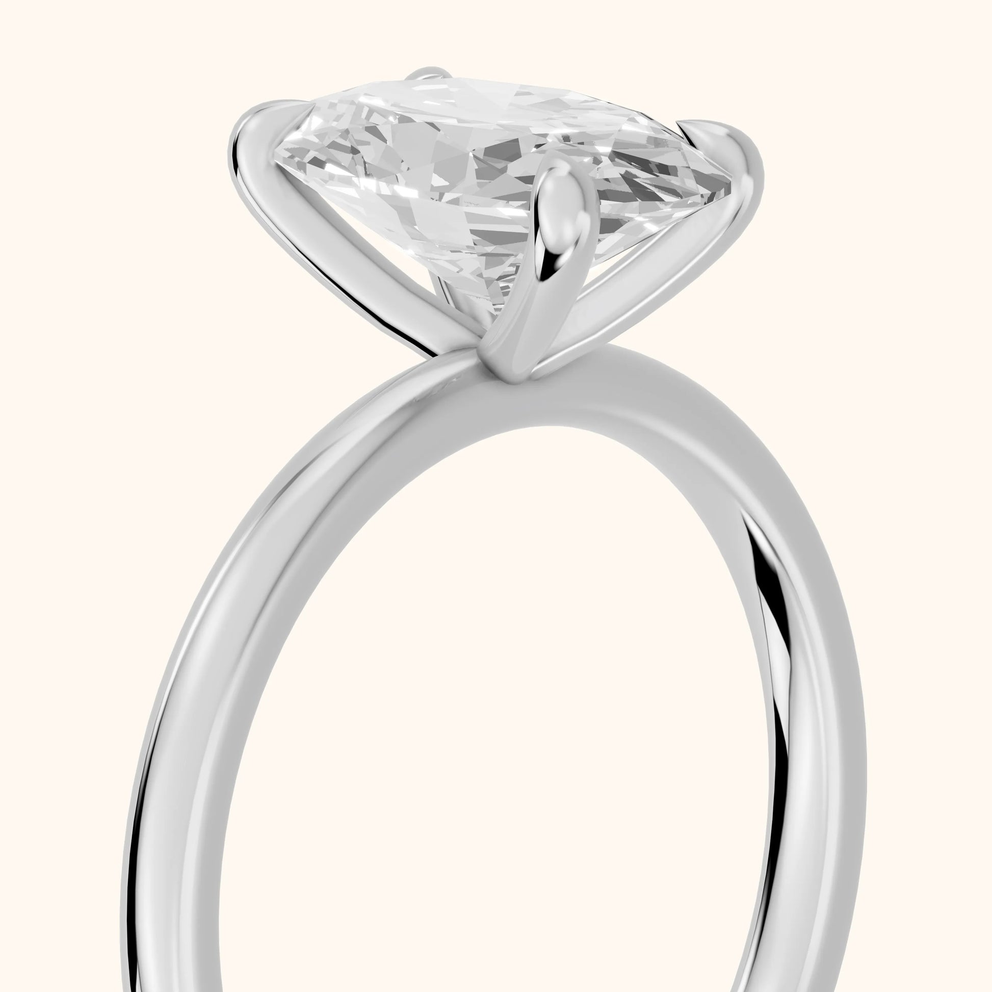 Nella Petite Solitaire Oval Diamond Engagement Ring in Silver - slant-view.webp