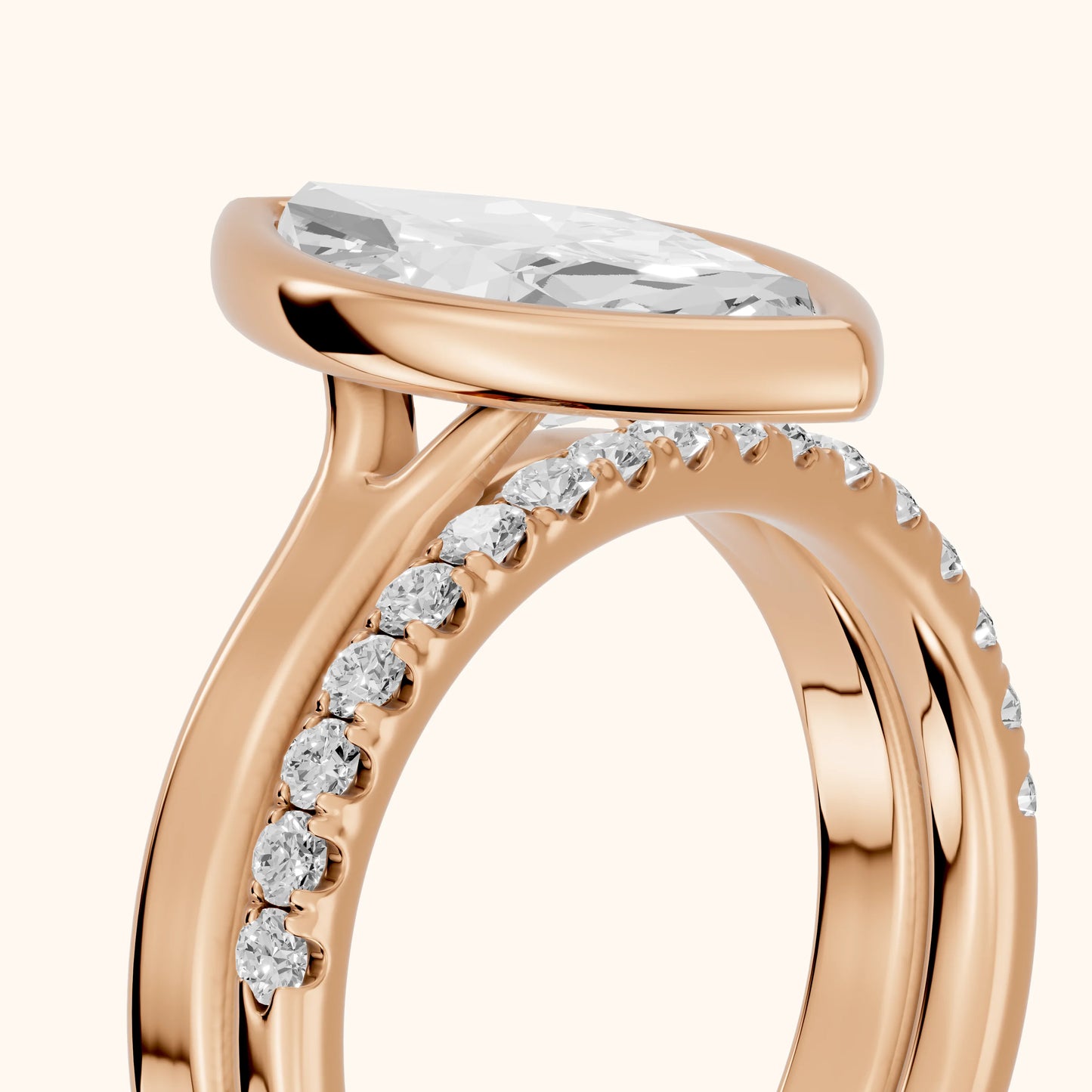 Ayla Bezel Bypass Marquise Diamond Ring in Rose Gold - slant-view.webp