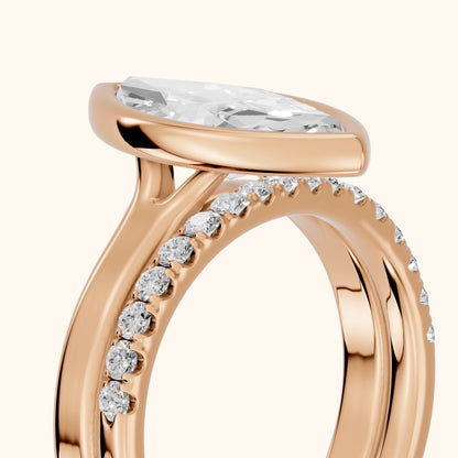 Ayla Bezel Bypass Marquise Diamond Ring in Rose Gold - slant-view.webp