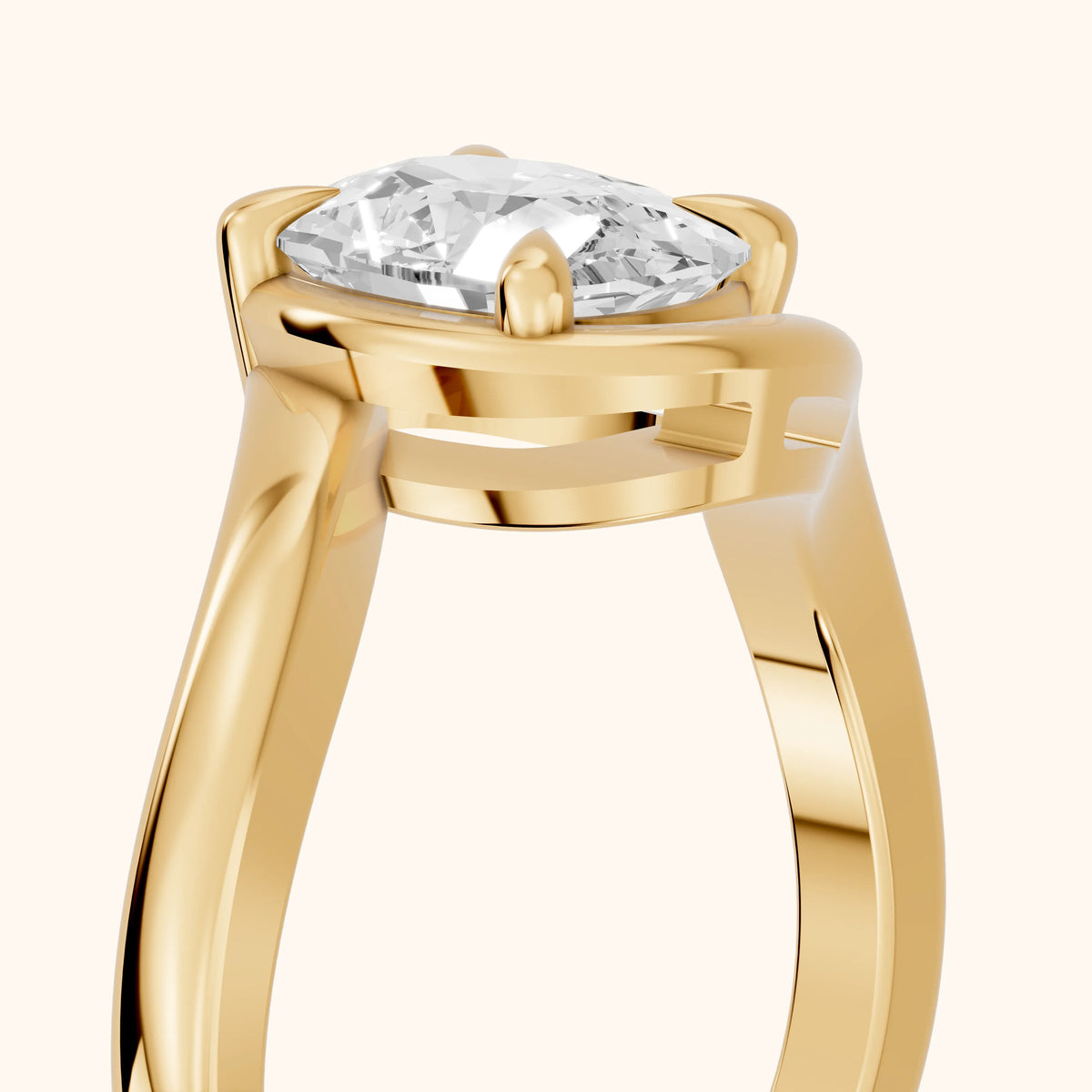 Margaux Bypass Solitaire Cushion Diamond Engagement Ring in Yellow Gold - slant-view.webp