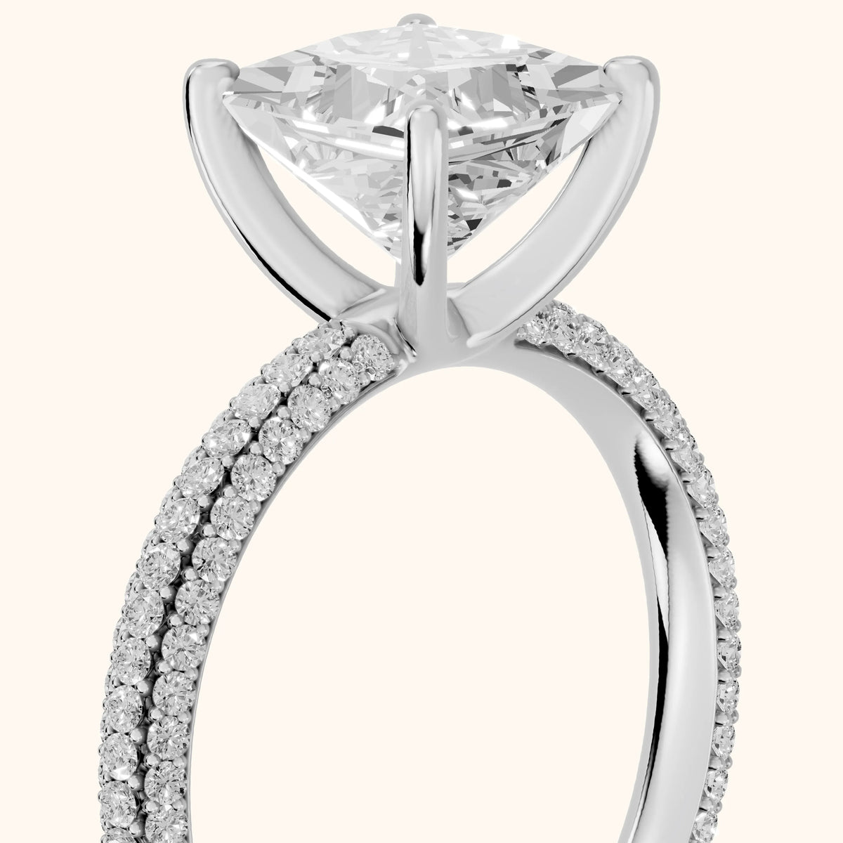 Thalia Micropavé Princess Diamond Engagement Ring in White Gold - slant-view.webp