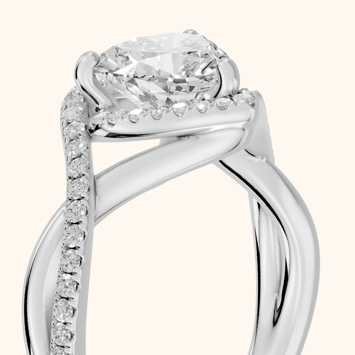 Dover Twist Halo Heart Diamond Engagement Ring in White Gold - slant-view.webp