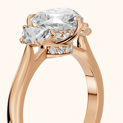 Romy Three-Stone Heart Diamond Engagement Ring in Rose Gold - slant-view.webp