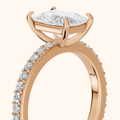 Annabel Pavé Solitaire Radiant Diamond Engagement Ring in Rose Gold - slant-view.webp