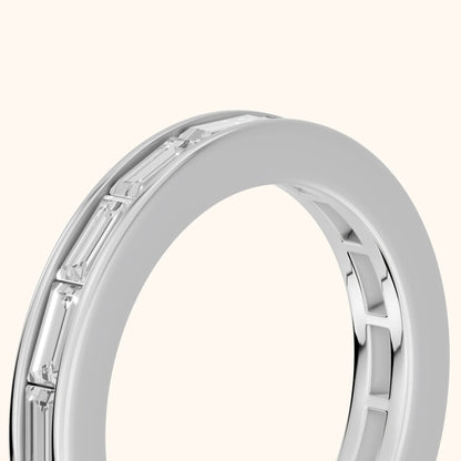 Marisol Channel Set Baguette Diamond Eternity Band in Silver - slant-view