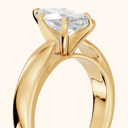 Amalia Wide Band Cathedral Marquise Diamond Engagement Ring in Yellow Gold - slant-view.webp