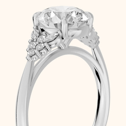Fern Knife Edge Cluster Round Diamond Engagement Ring in White Gold - slant-view.webp
