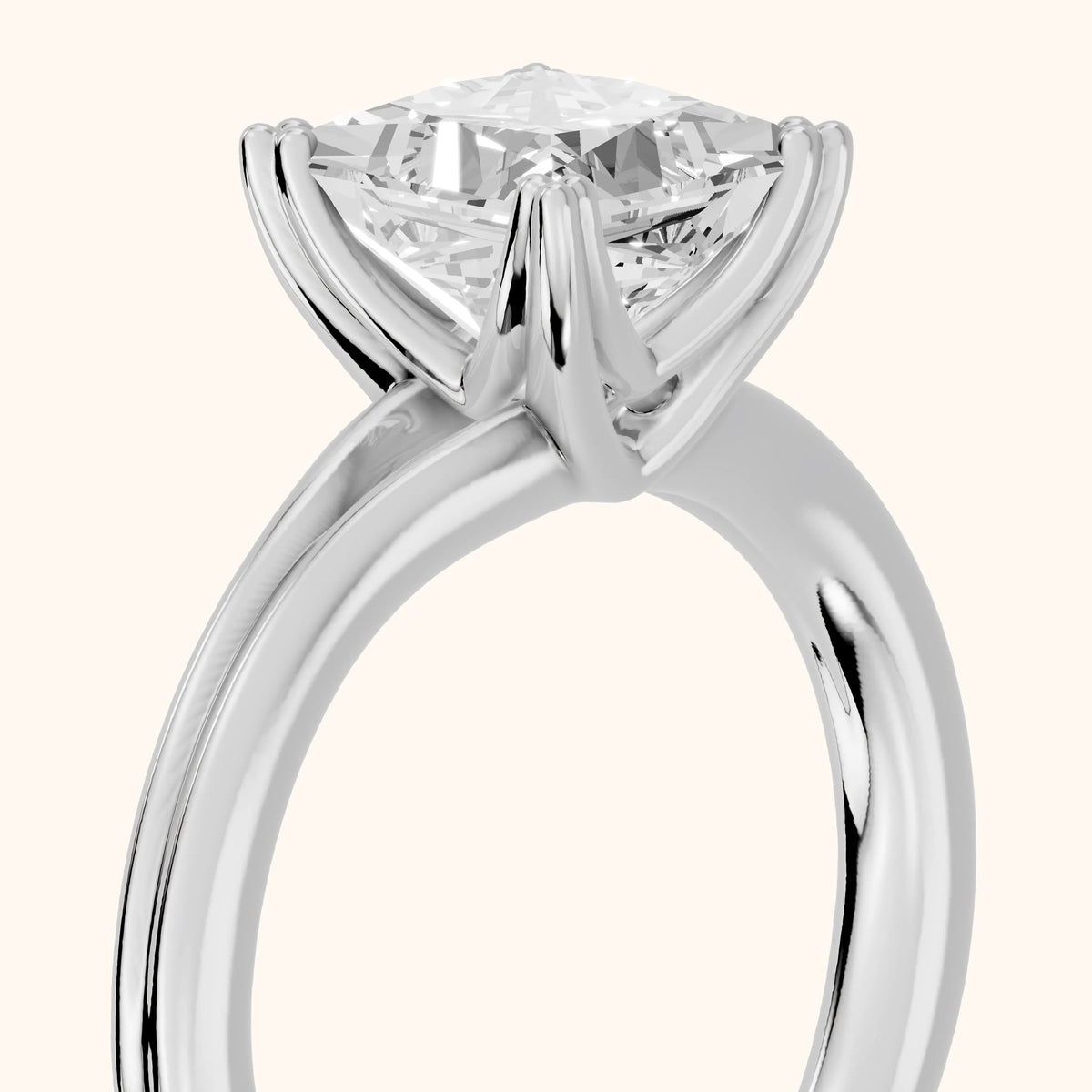 Neve Solitaire Split Shank Princess Diamond Engagement Ring in Silver - slant-view.webp