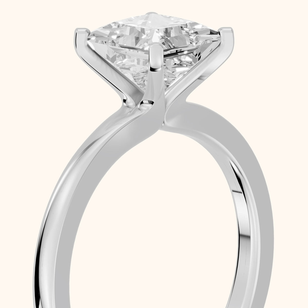 Matilda Cathedral Solitaire Princess Diamond Engagement Ring in Silver - slant-view.webp