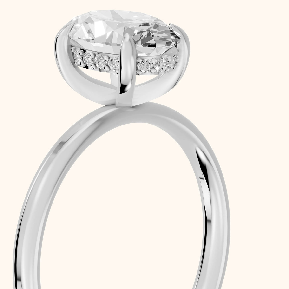 Charlotte Charm Solitaire Oval Diamond Engagement Ring in White Gold - slant-view.webp