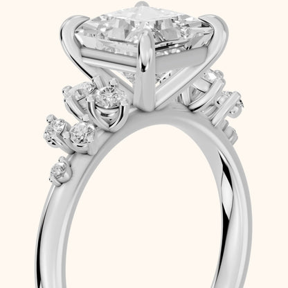 Mirabelle Cluster Princess Diamond Engagement Ring in Platinum - slant-view.webp