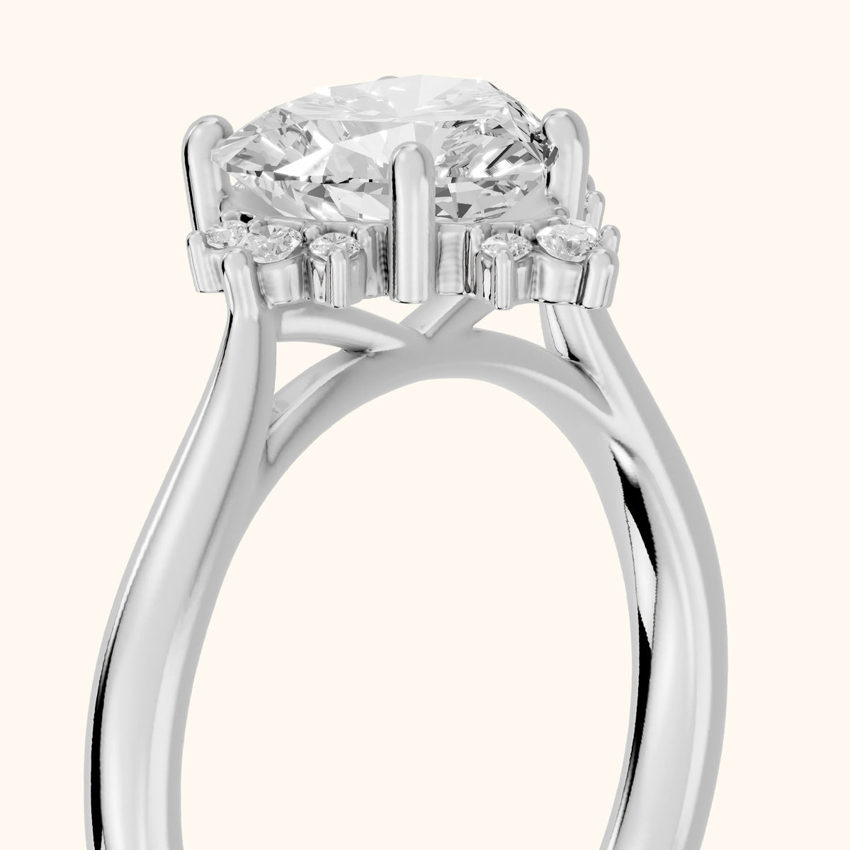 Linden Starburst Cluster Heart Diamond Engagement Ring in Silver - slant-view.webp