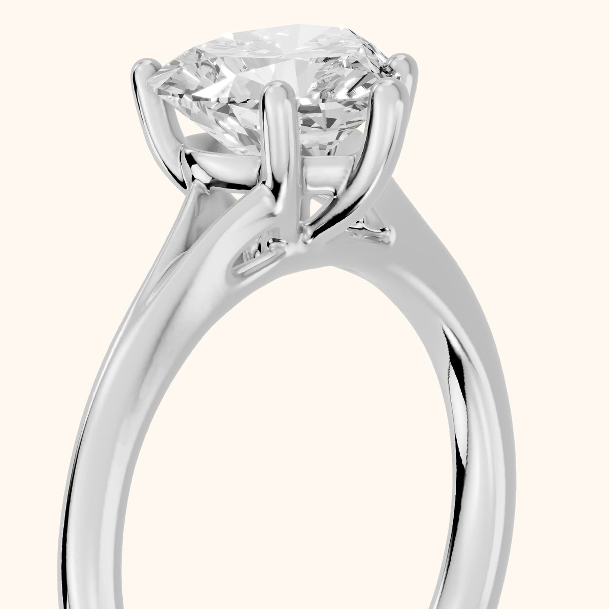 Melanie Solitaire Split Shank Heart Diamond Engagement Ring in Silver - slant-view.webp