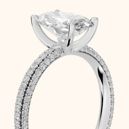 Thalia Micropavé Oval Diamond Engagement Ring in Silver - slant-view.webp