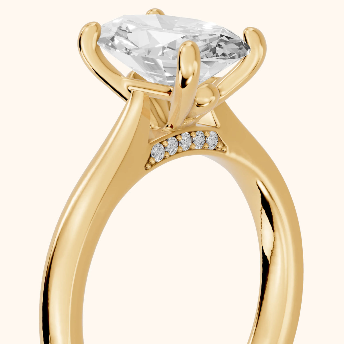 Sofia Cathedral Oval Diamond Engagement Ring in Yellow Gold - slant-view.webp