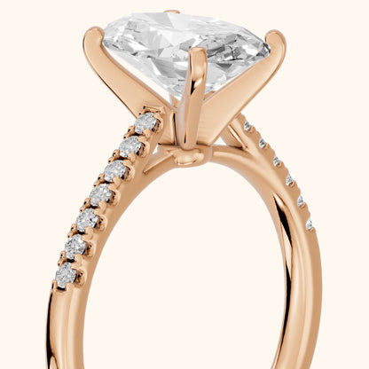 Salem Pavé Oval Diamond Engagement Ring in Rose Gold - slant-view.webp