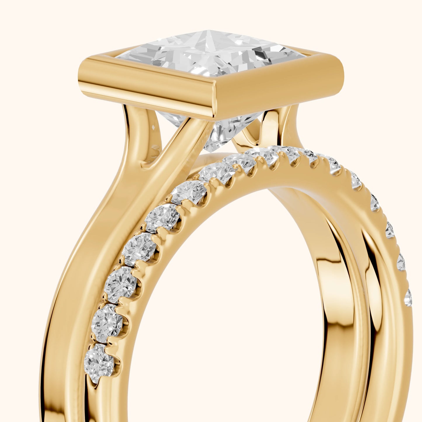 Ayla Bezel Bypass Princess Diamond Ring in Yellow Gold - slant-view.webp