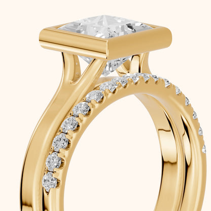 Ayla Bezel Bypass Princess Diamond Ring in Yellow Gold - slant-view.webp
