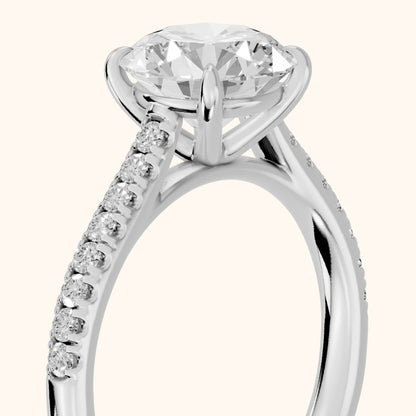 Odelia East-West Pavé Round Diamond Engagement Ring in White Gold - slant-view.webp