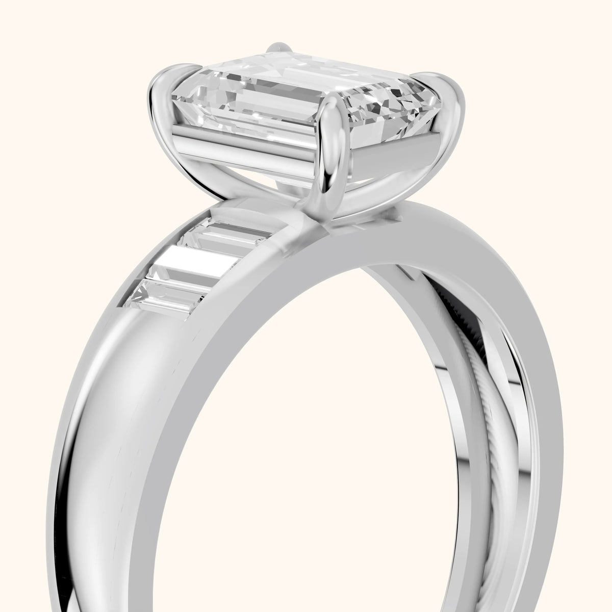 Elsie Channel Set Emerald Diamond Engagement Ring in Platinum - slant-view.webp