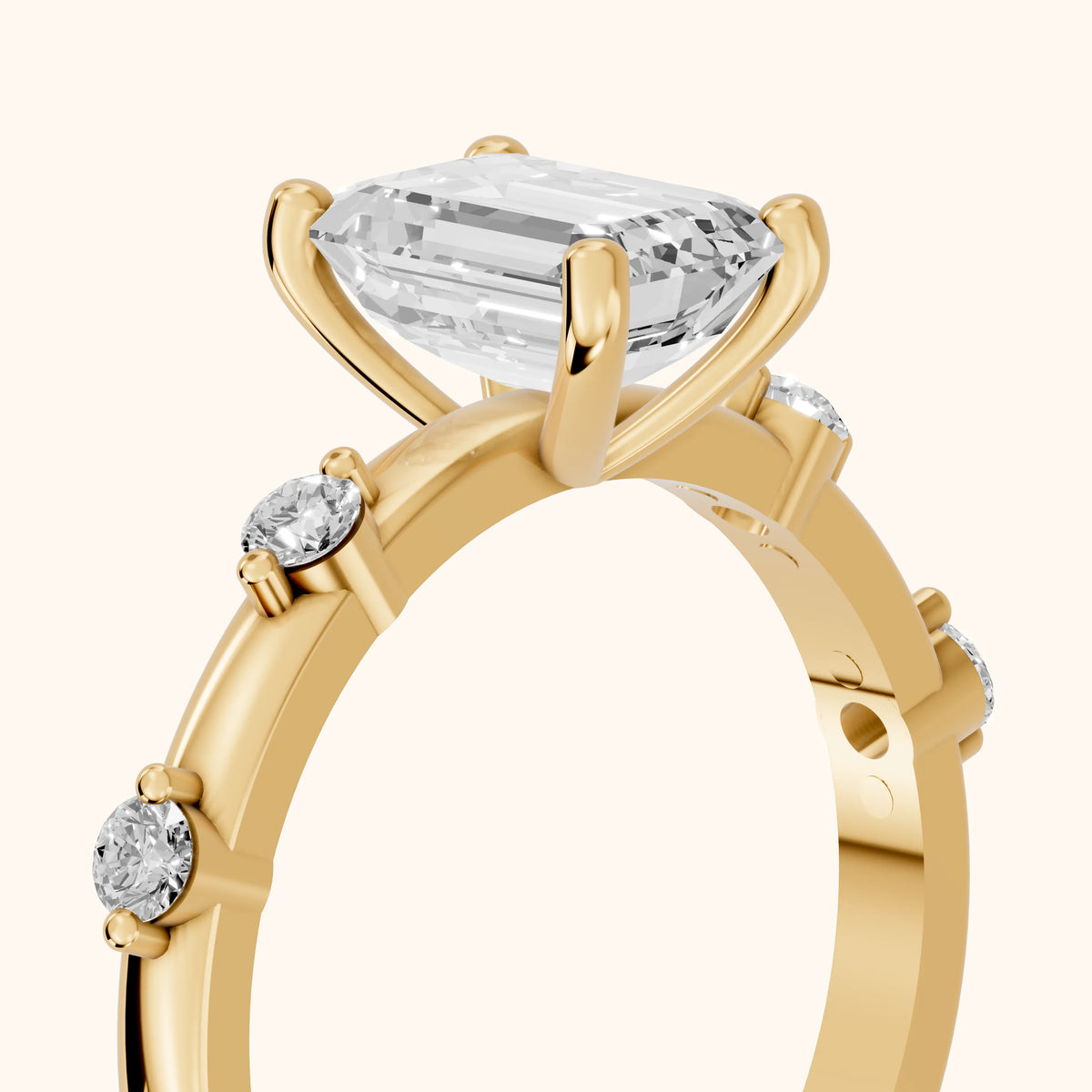 Elena Radiance Solitaire Emerald Diamond Engagement Ring in Yellow Gold - slant-view.webp
