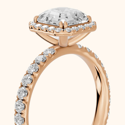 Chloe Halo Pavé Asscher Diamond Ring in Rose Gold - slant-view.webp
