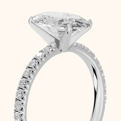 Juna French Pavé Solitaire Oval Diamond Engagement Ring in White Gold - slant-view.webp