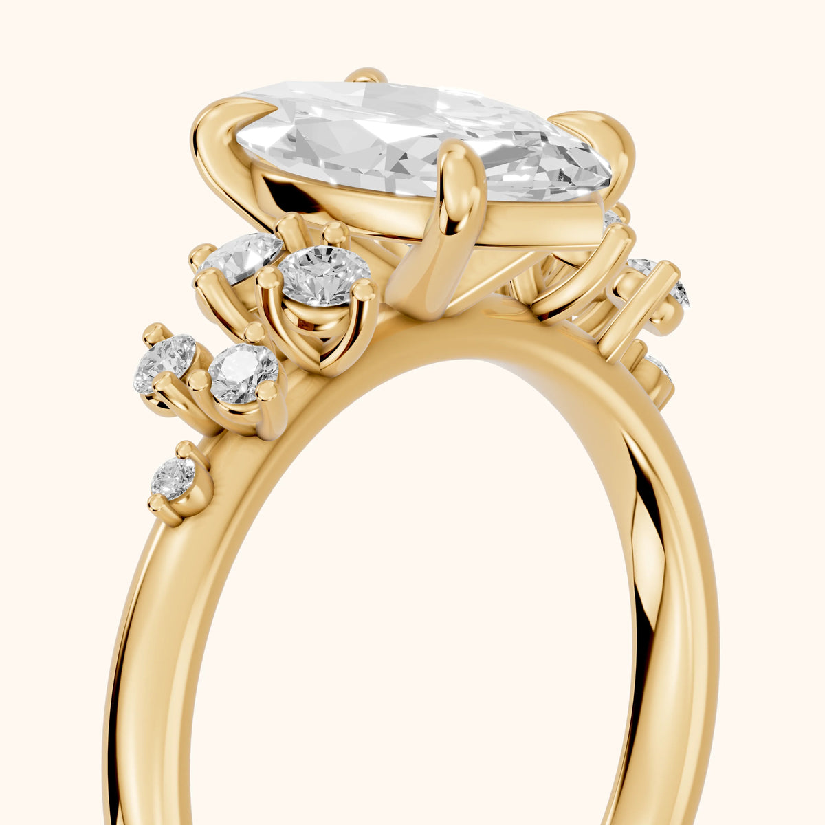 Mirabelle Cluster Marquise Diamond Engagement Ring in Yellow Gold - slant-view.webp