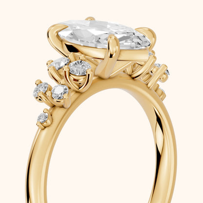 Mirabelle Cluster Marquise Diamond Engagement Ring in Yellow Gold - slant-view.webp