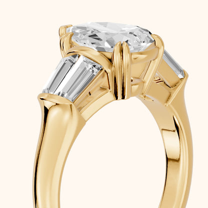 Ilsa Deco Baguette Pear Diamond Engagement Ring in Yellow Gold - slant-view.webp