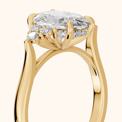 Anya Sidestone Cluster Oval Diamond Ring in Yellow Gold - slant-view.webp
