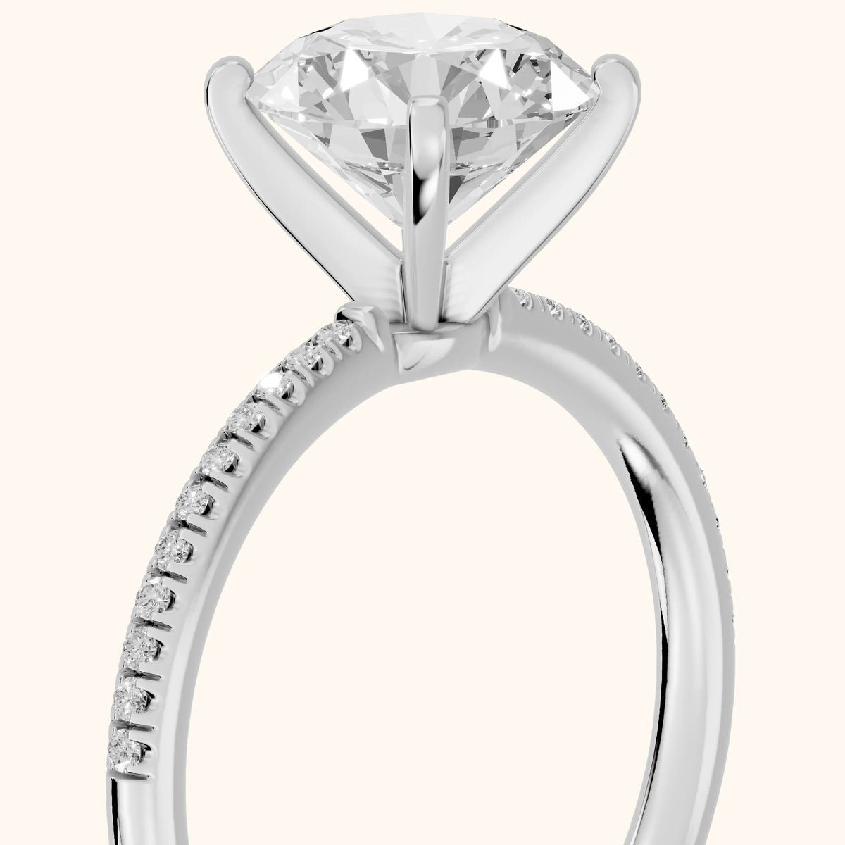 Mona Micropavé Round Diamond Engagement Ring in Platinum - slant-view.webp