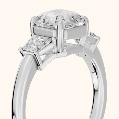 Selena Three-Stone Basket Asscher Diamond Ring in Platinum - slant-view.webp