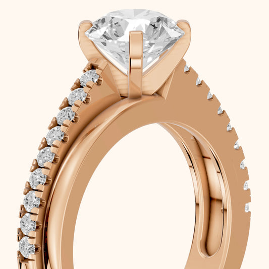 Edith Criss Cross Pavé Round Diamond Engagement Ring in Rose Gold - slant-view.webp