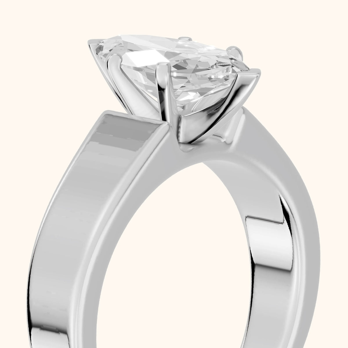 Susannah Wide Band Solitaire Marquise Diamond Engagement Ring in Silver - slant-view.webp