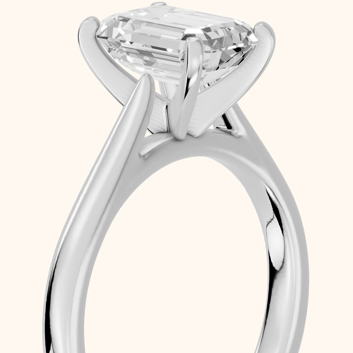 Enid Solitaire Cathedral Emerald Diamond Engagement Ring in Platinum - slant-view.webp