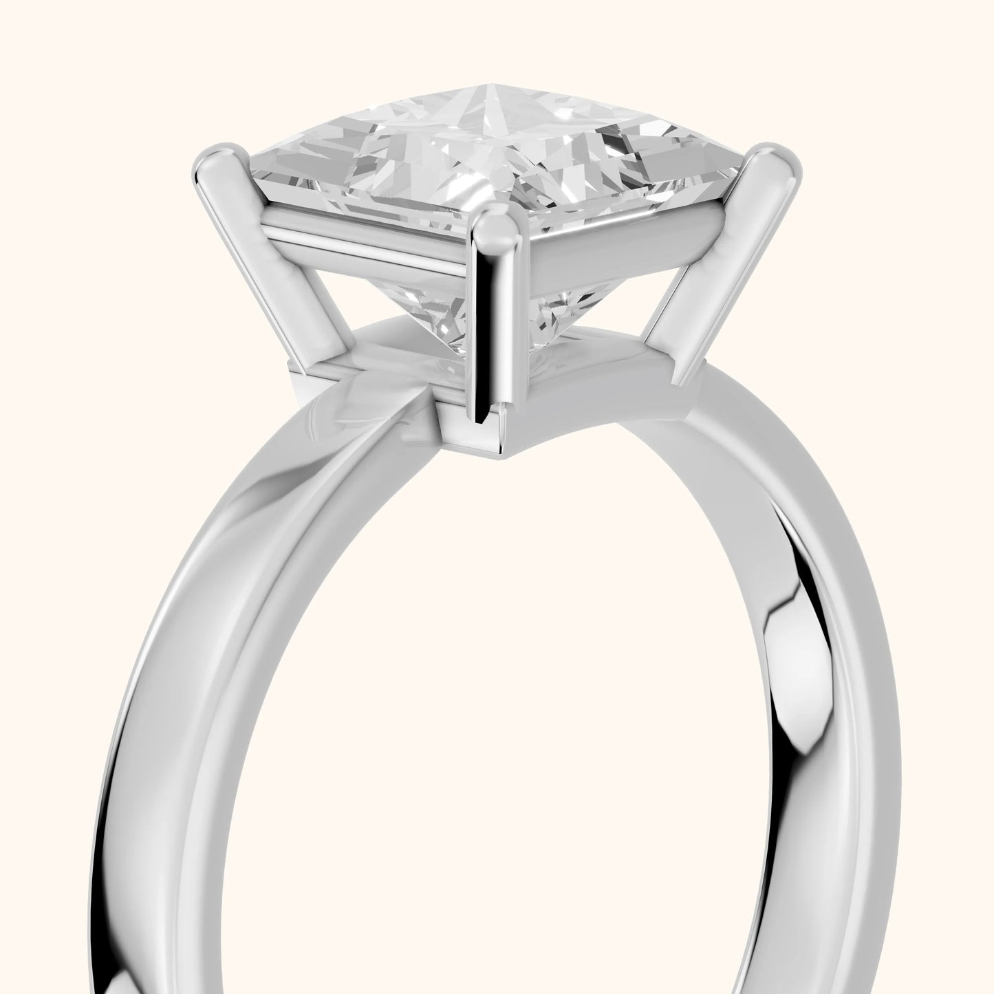 Delia Solitaire Princess Diamond Engagement Ring in White Gold - slant-view.webp
