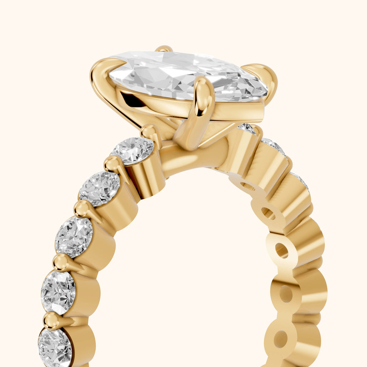 Piper Sidestone Marquise Diamond Engagement Ring in Yellow Gold - slant-view.webp