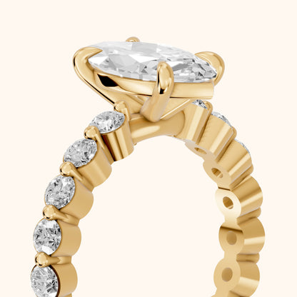 Piper Sidestone Marquise Diamond Engagement Ring in Yellow Gold - slant-view.webp
