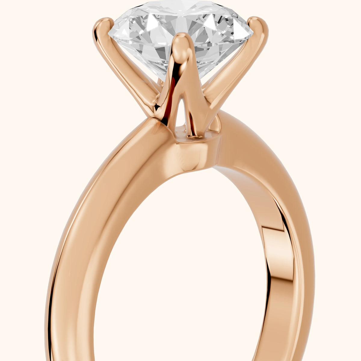 Clementine Solitaire Round Diamond Engagement Ring in Rose Gold - slant-view.webp