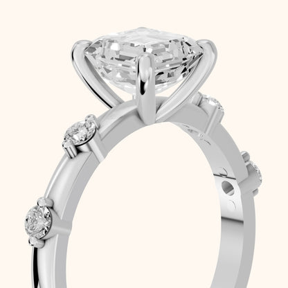 Elena Radiance Solitaire Asscher Diamond Engagement Ring in Platinum - slant-view.webp