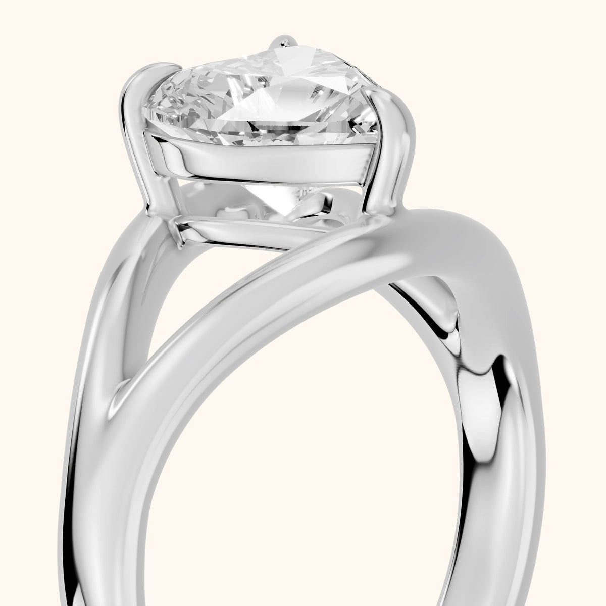 Madeleine Split Shank Heart Diamond Engagement Ring in Silver - slant-view.webp