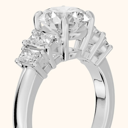 Desiree Graduated Five-Stone Round Diamond Engagement Ring in Platinum - slant-view.webp