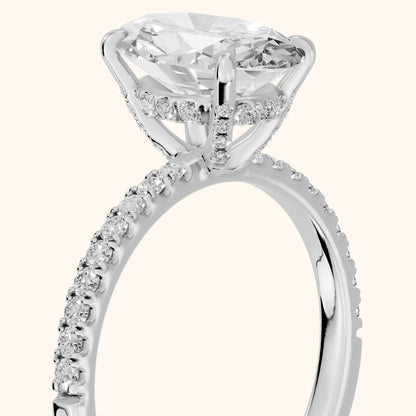 Beth Hidden Halo Pavé Oval Diamond Engagement Ring in Silver - slant-view.webp
