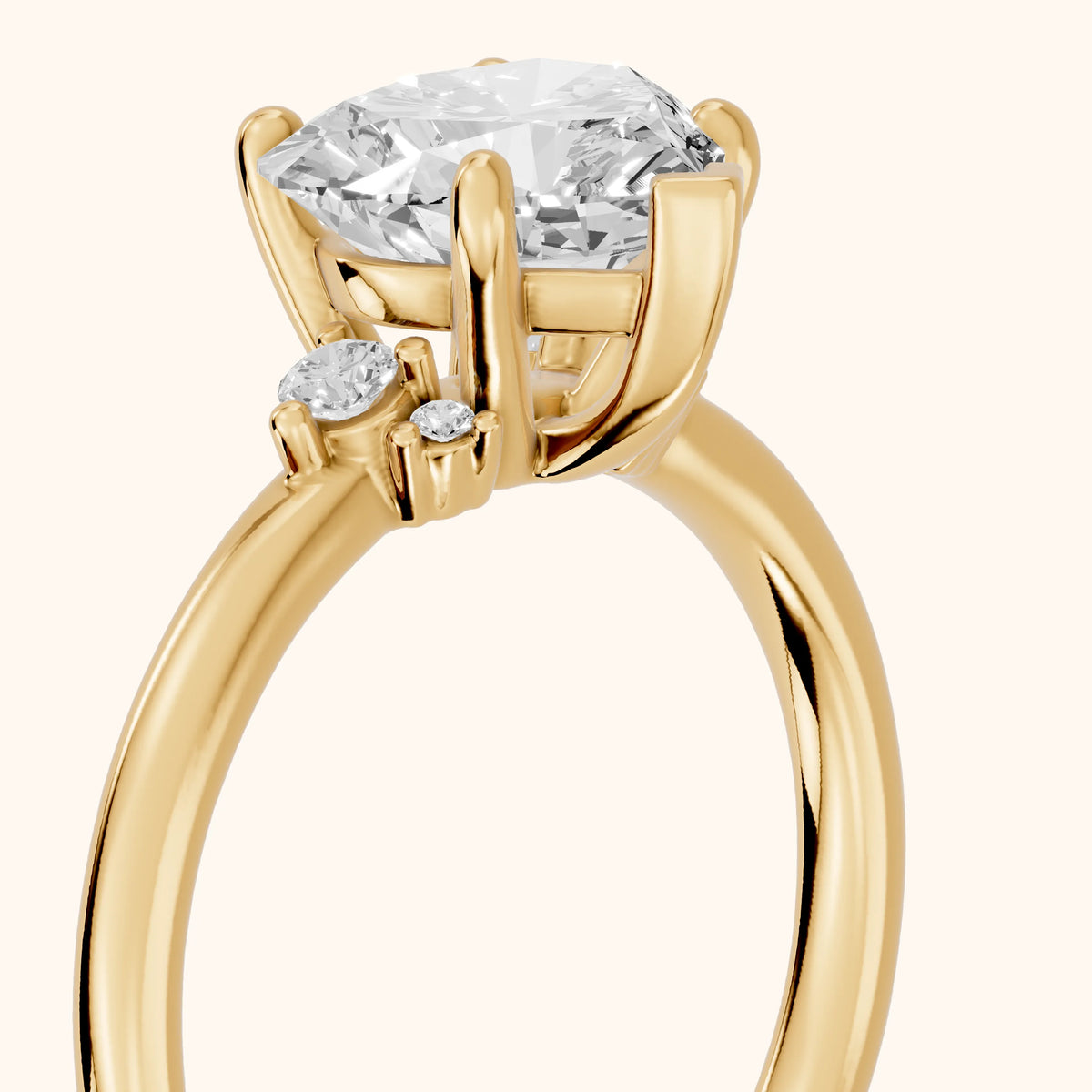Wynne Cluster Heart Diamond Engagement Ring in Yellow Gold - slant-view.webp